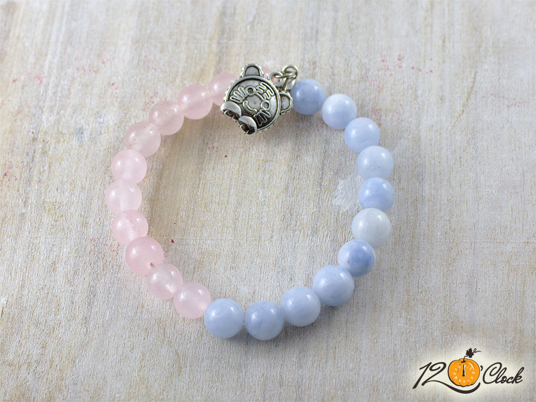 Гривна "Годината на Водния тигър" - петалит и розов кварц