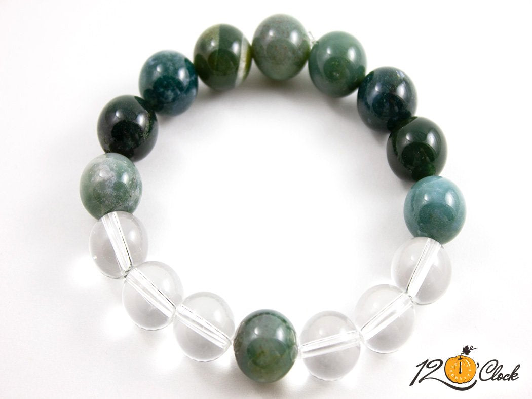 Гривна "Зелен ахат и планински кристал"