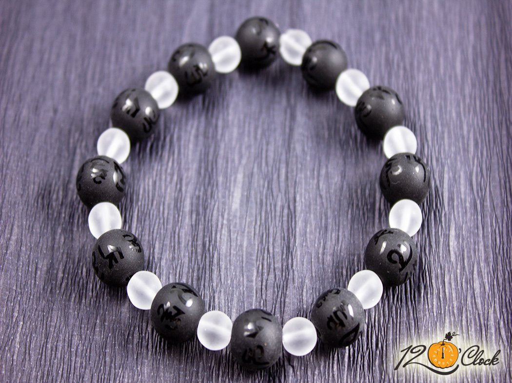 Гривна "Оникс мат и планински кристал мат"