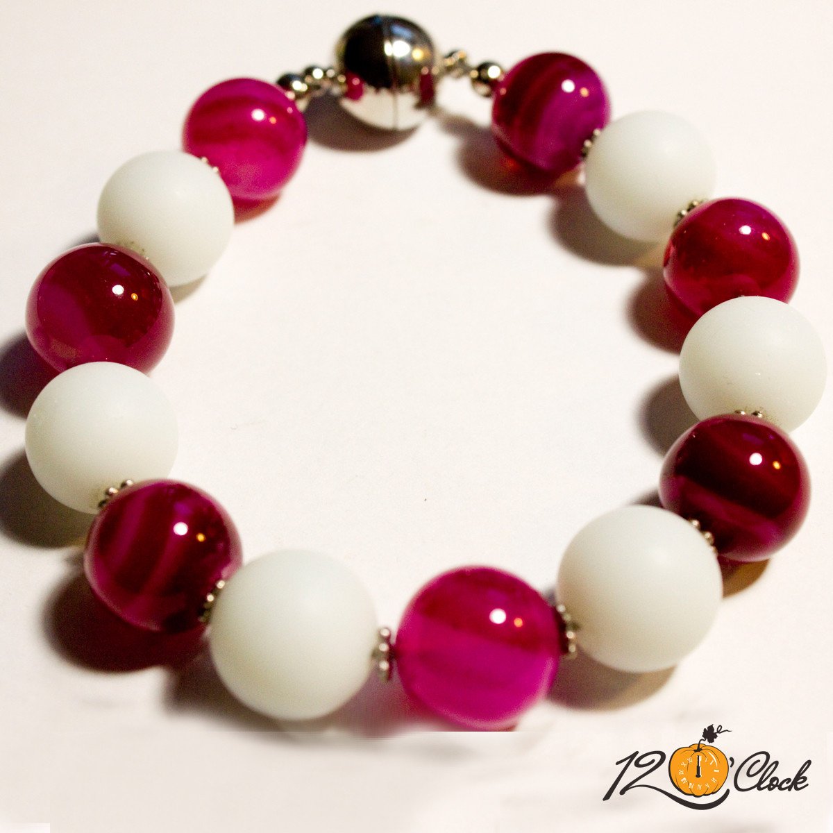 Гривна Розов ивчест ахат и бял ахат мат