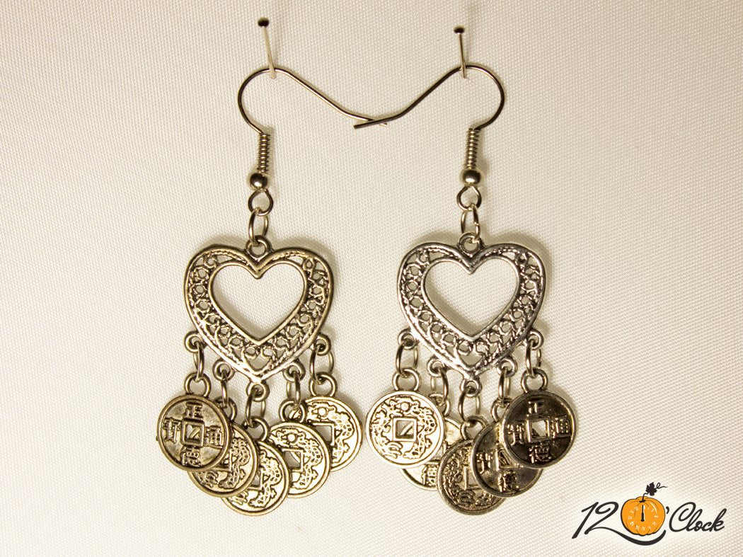 Обици "Метално сърце"