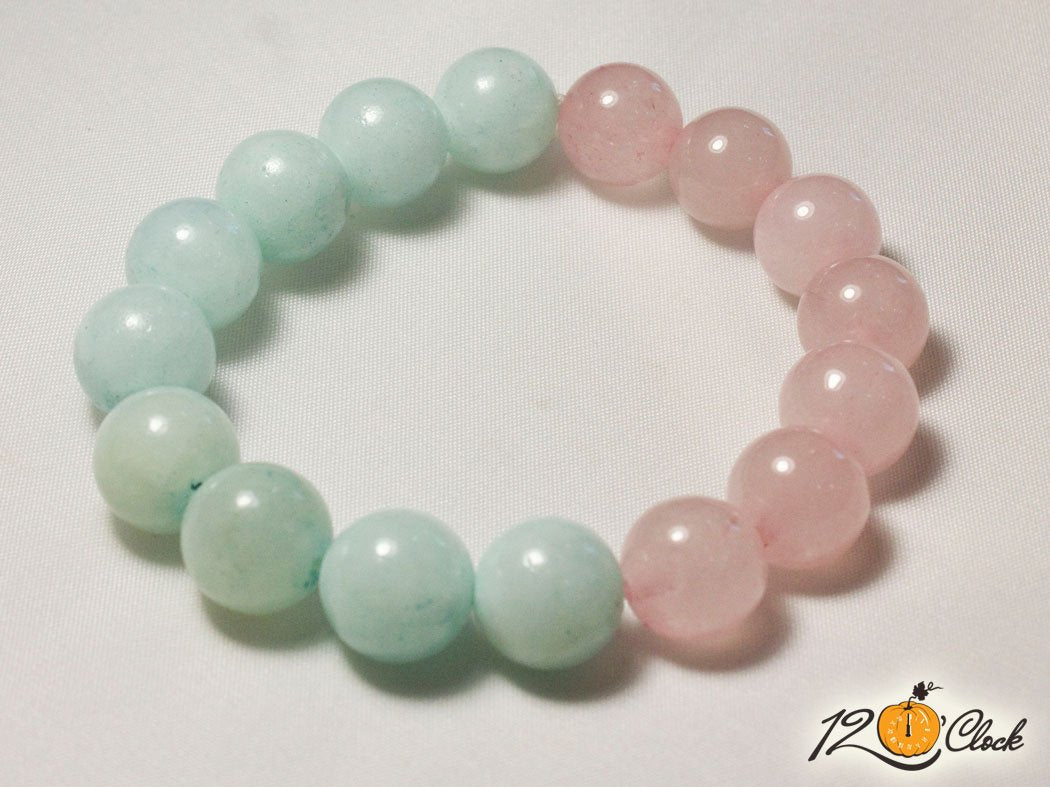 Гривна "Розов кварц и син калцит"