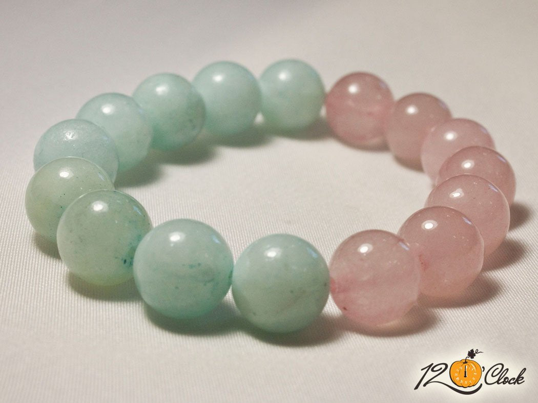 Гривна "Розов кварц и син калцит"